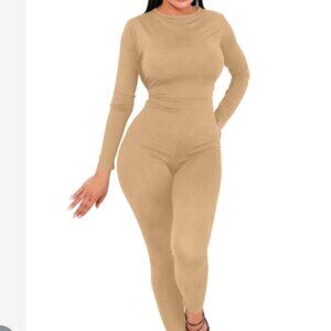 NEW Mizoci Women's Sexy Bodycon Long Sleeve Crewneck One-piece outfit SZ L
